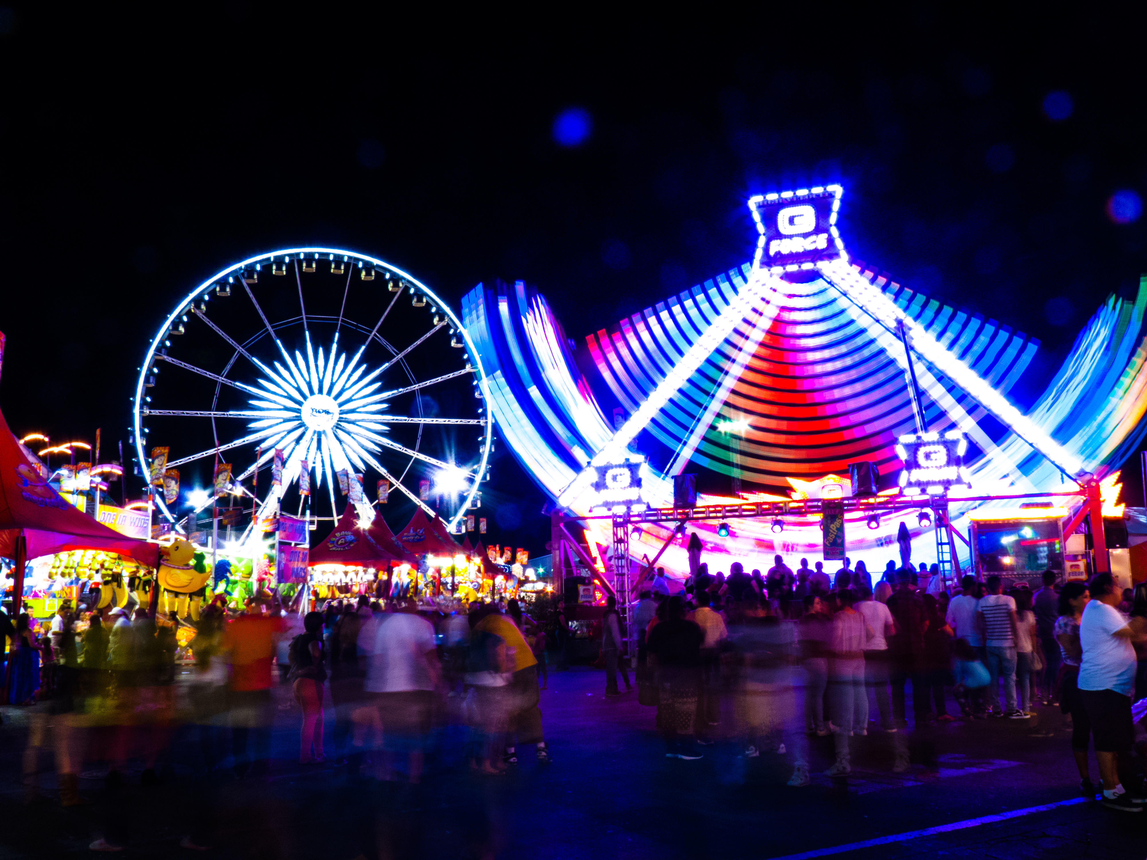 Night Photo of State Fair Rides and attractions where the Arizona State Photography Compeition will be held