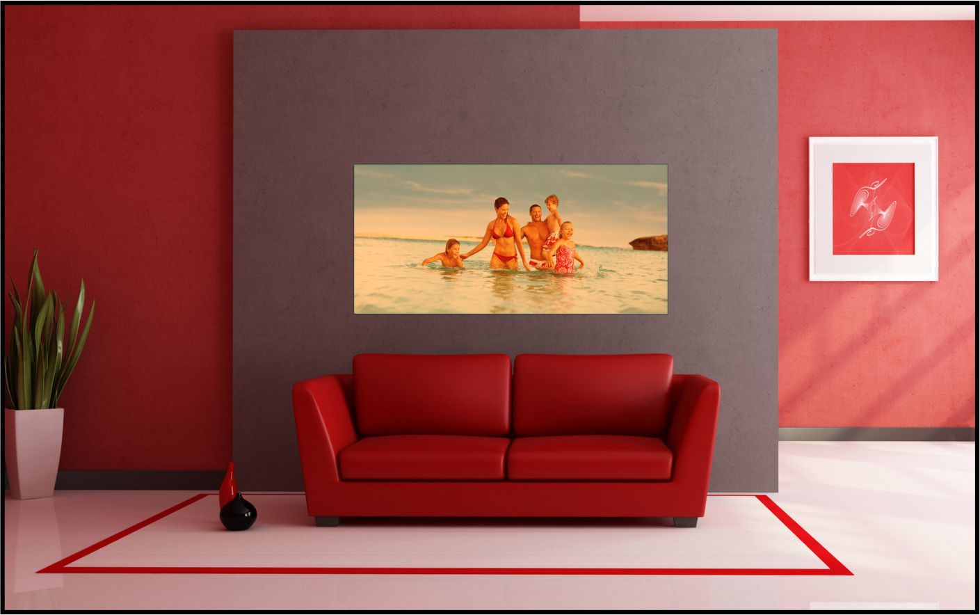 Red professional color printing add passion to any room
