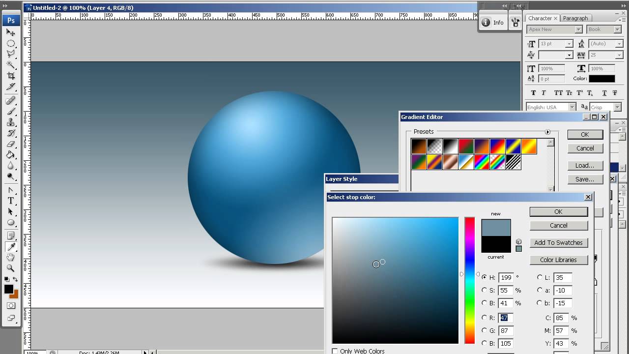 how to make half spheres in photoshop