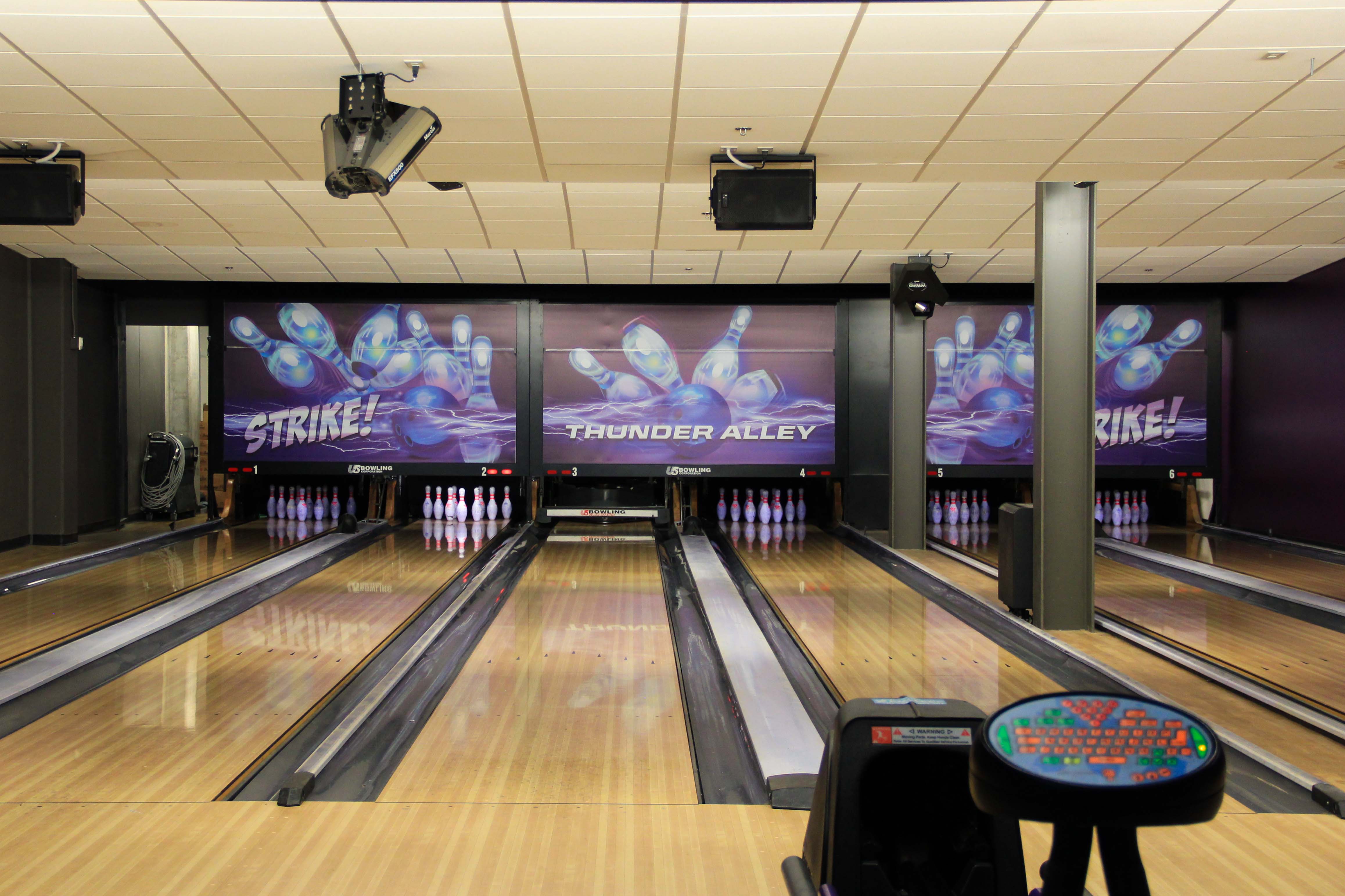 environmental graphics on display in GCU bowling alley