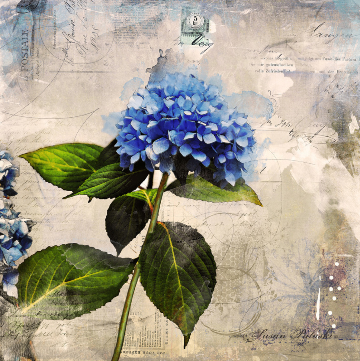 custom print decor blue flower artboja