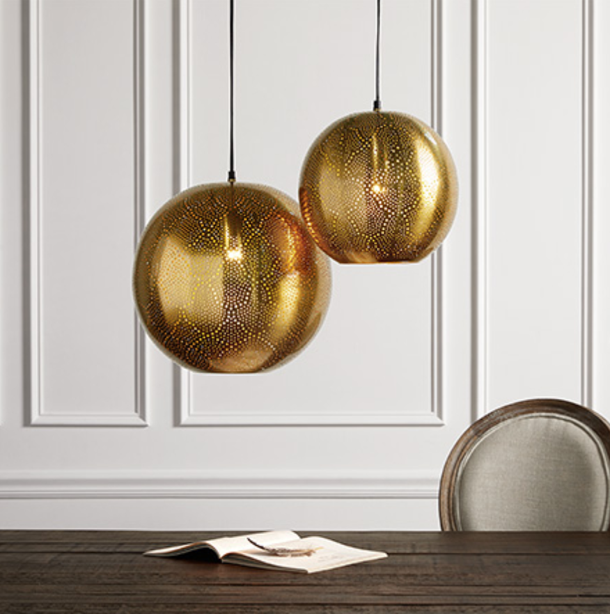 custom print decor gold globe lamp