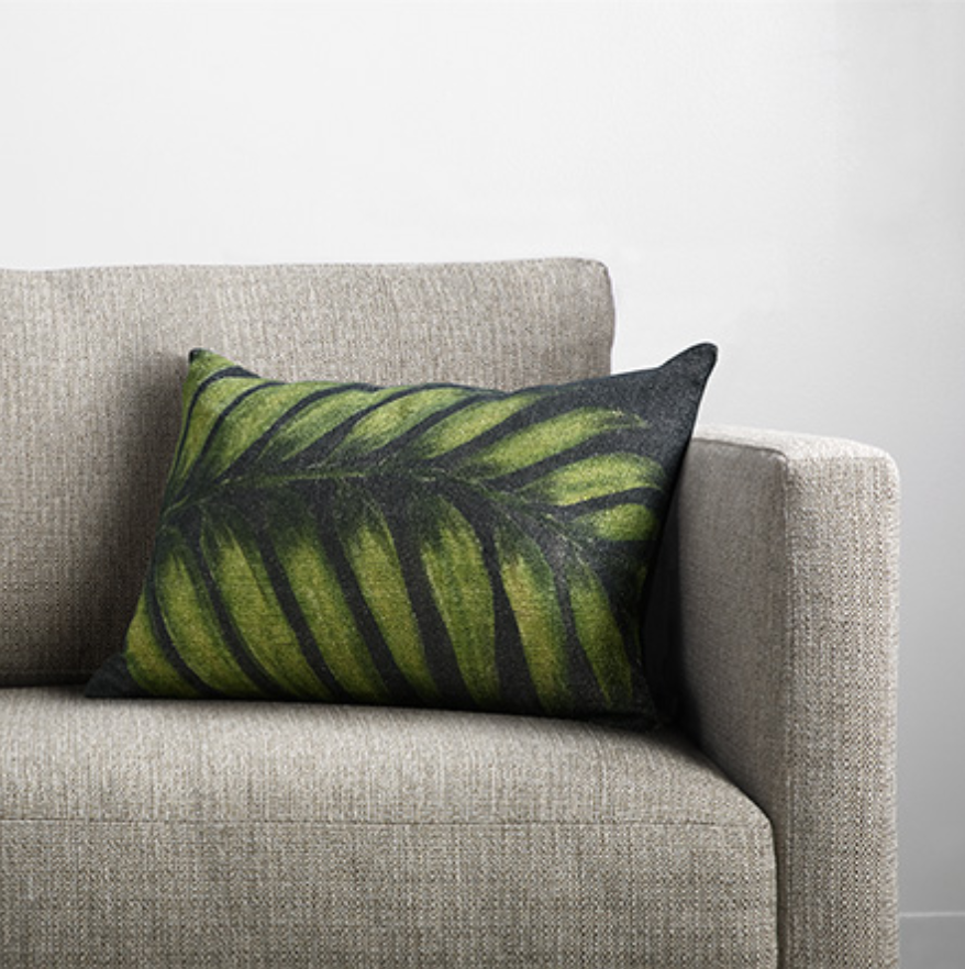 custom print decor green leaf pillow