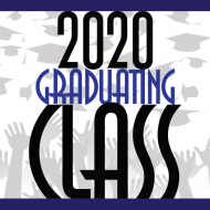 2020 Graduating Class with hands throwing caps graduating print graphics by Artisan