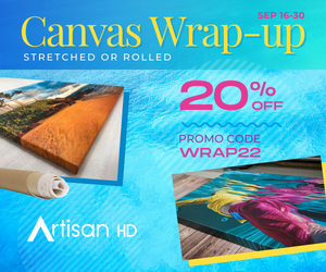 Use Promocode WRAP22 to Save 20% When You Print to Canvas During ArtisanHD 's Professional Photo Printing End of Summer Sale