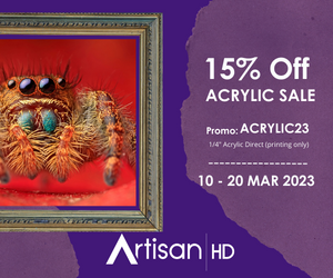 Use Promocode ACRLYIC23 to Save 15% When You Print Direct to Acrlyic During ArtisanHD 's Professional Photo Printing