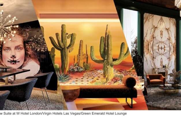 Hotel London, Virgin Hotel Las Vegas, Green Emeral Hotel Lounge murals