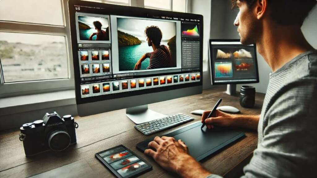 Man editing in photoshop