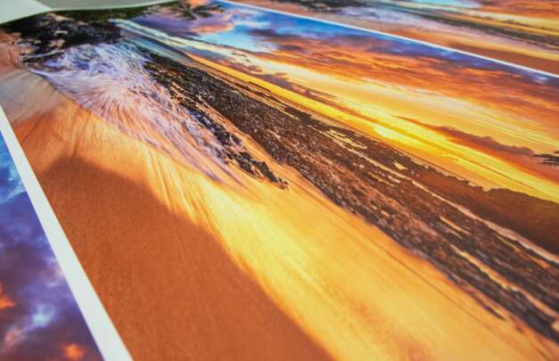 Beach sunset on watercolor paper